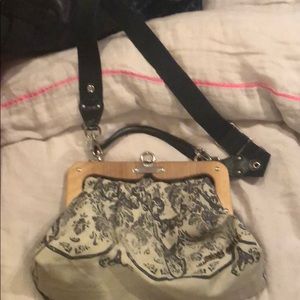 Miu Miu canvas satchel w wooden handle